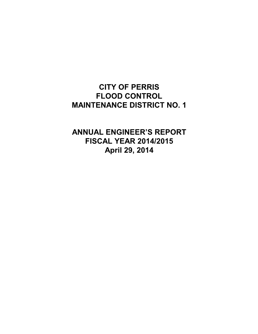 City of Perris Flood Control Maintenance District No. 1