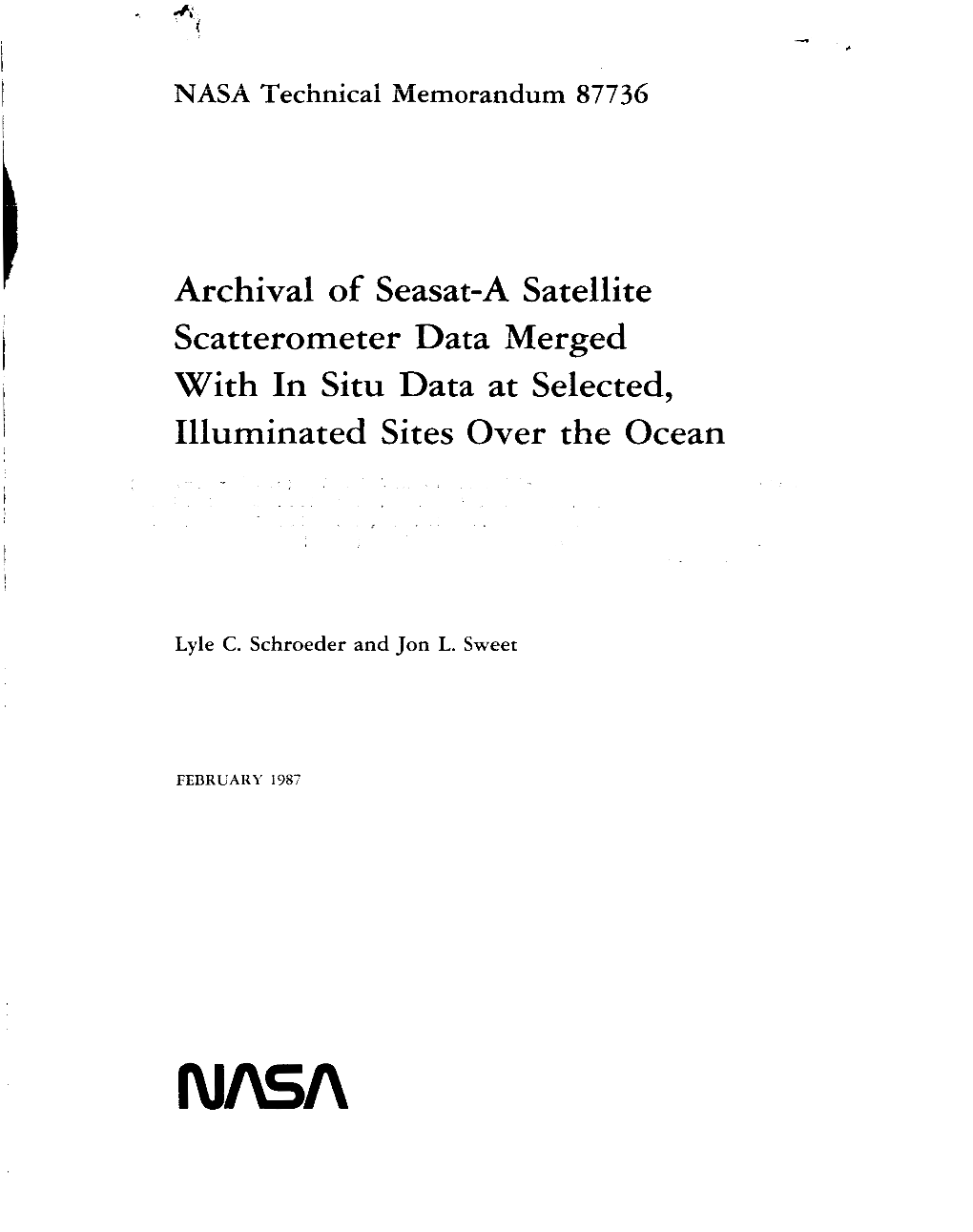 Archival of Seasat-A Satellite with in Situ Data at Selected