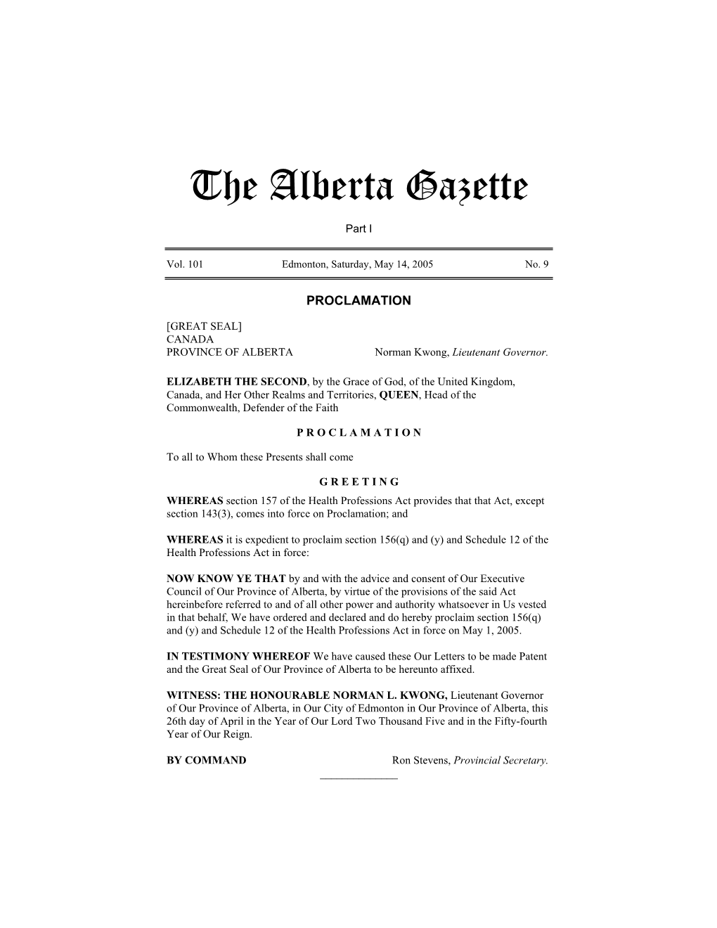 The Alberta Gazette