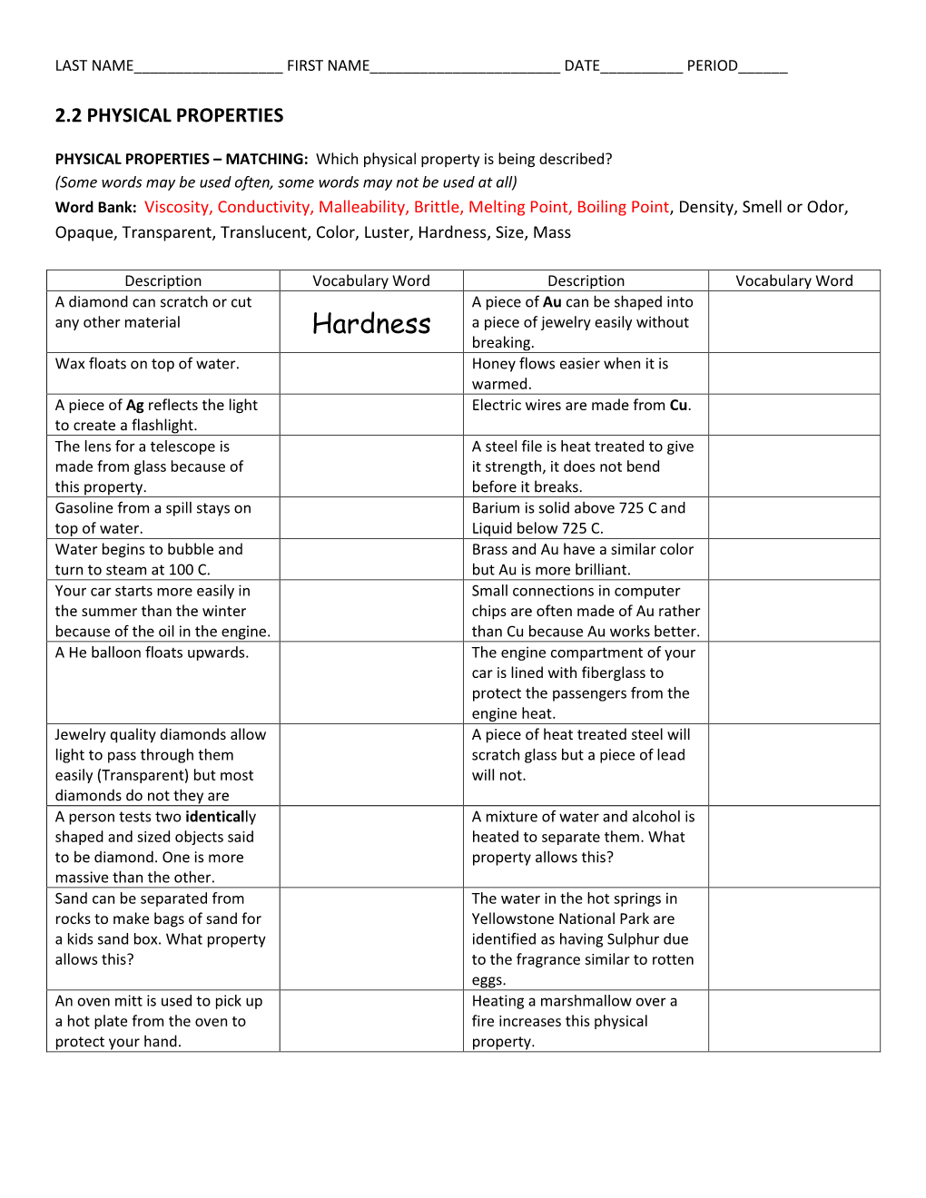 2.2 Physical Properties