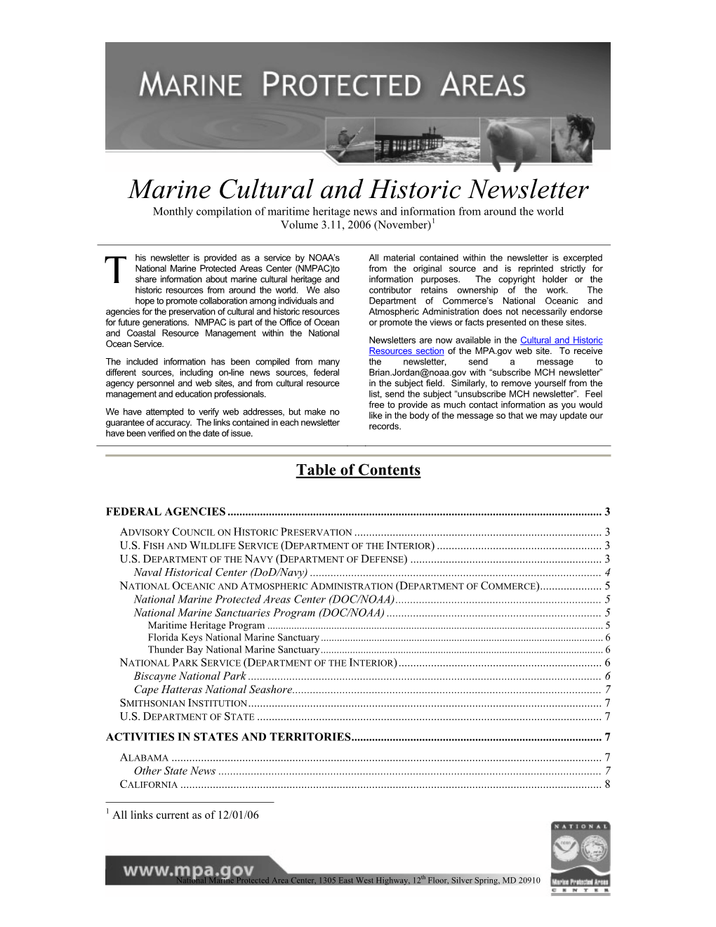 Marine Cultural and Historic Newsletter Vol 3(11)