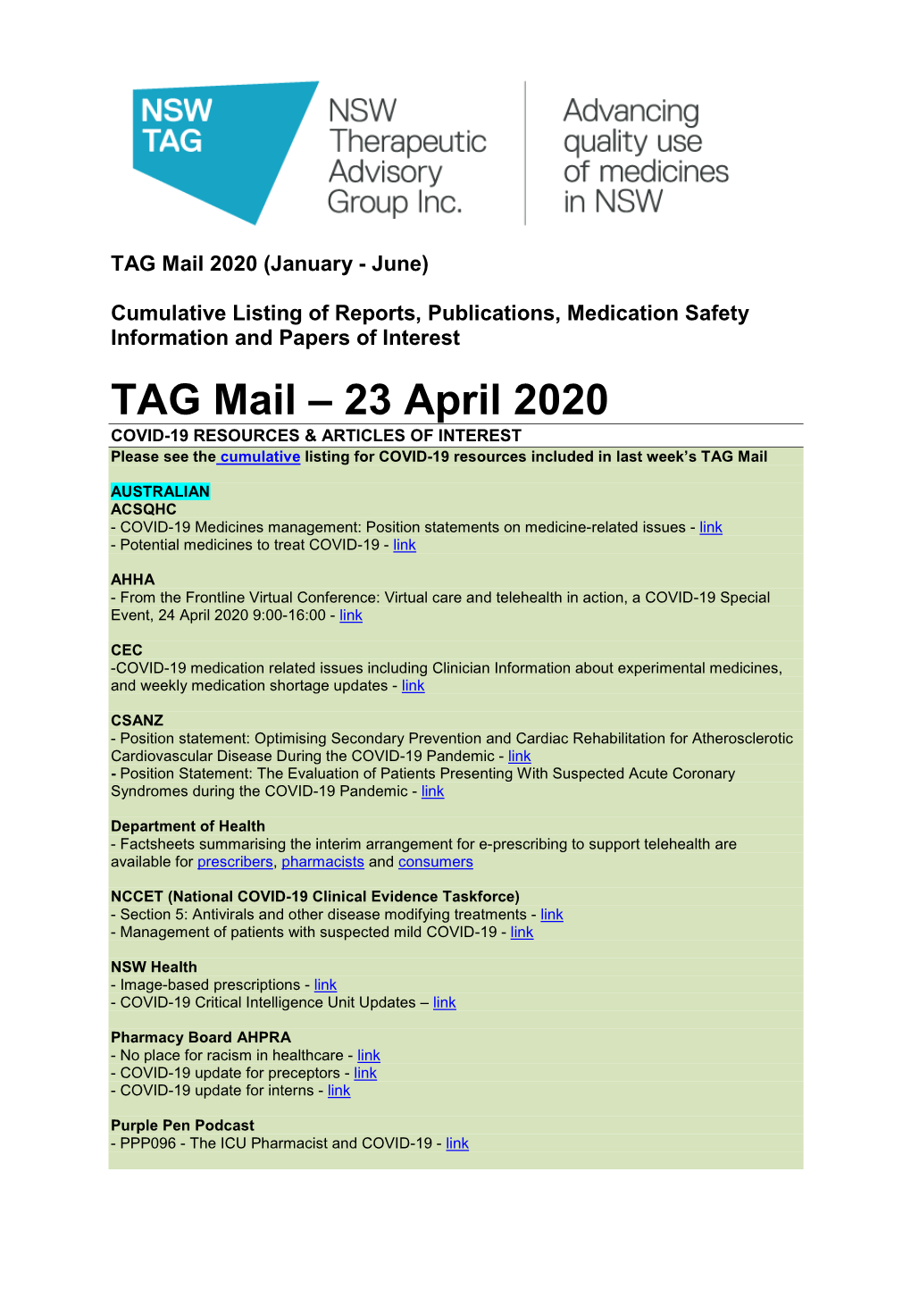 TAG Mail 2020 (January - June)