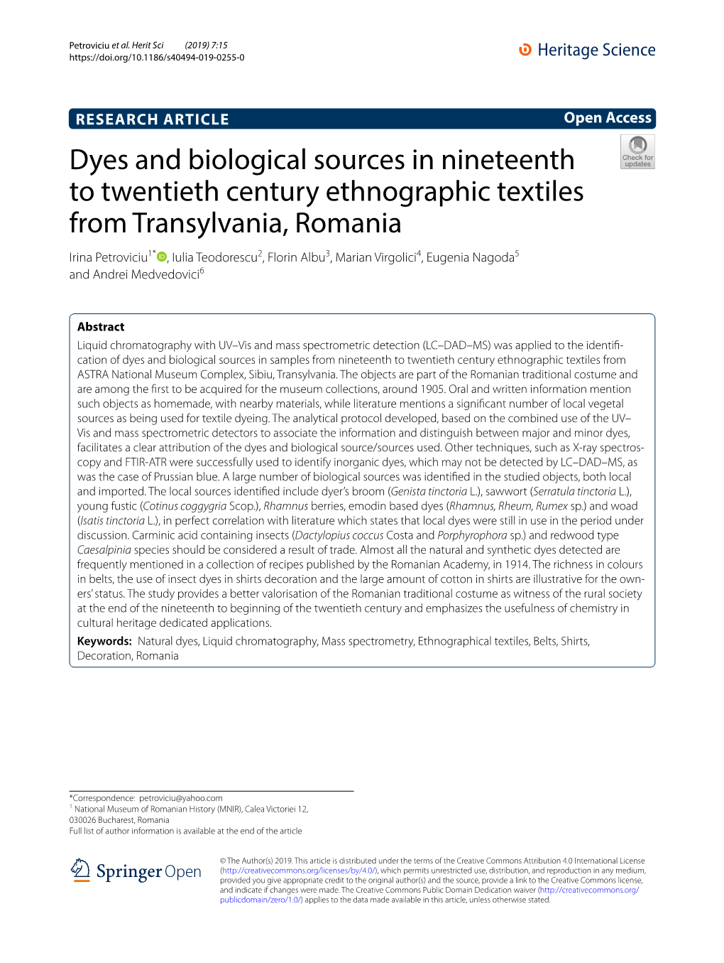 Dyes and Biological Sources in Nineteenth to Twentieth Century