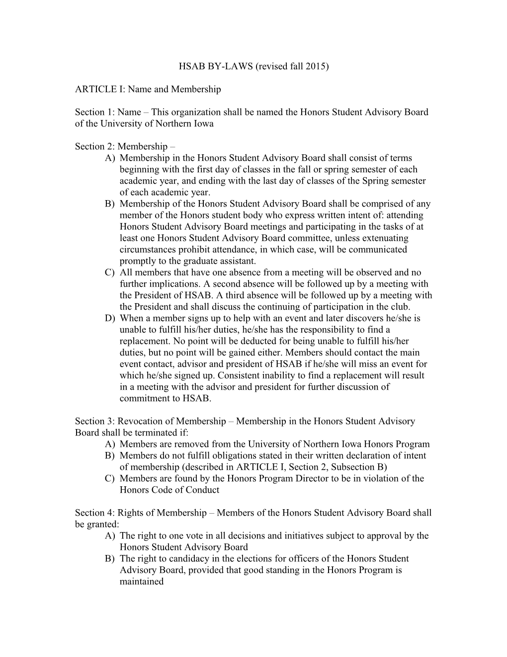 Hsab By-Laws Revision