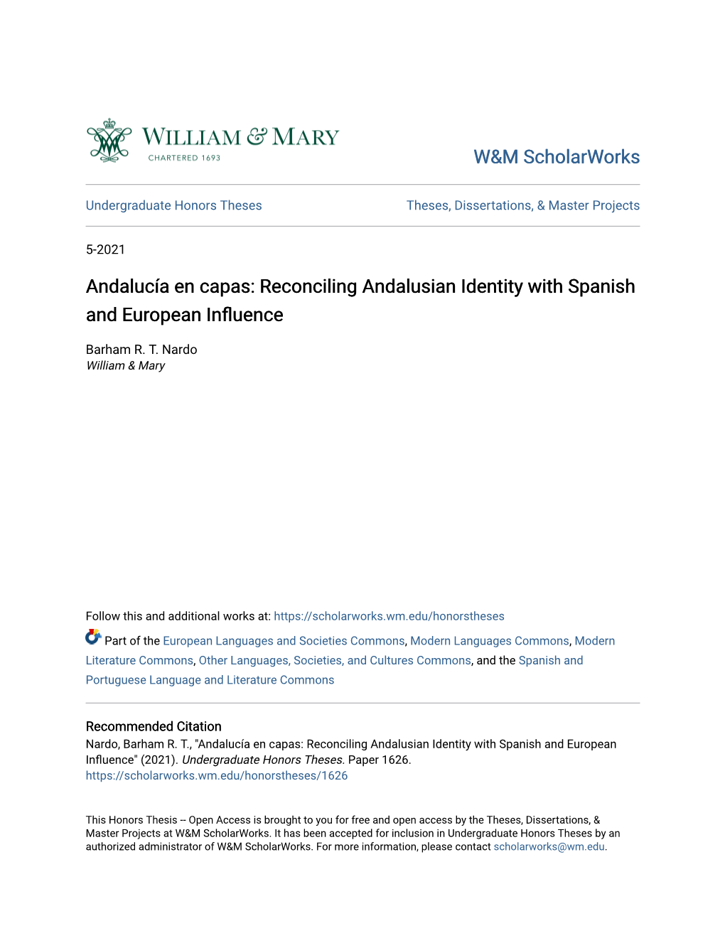 Reconciling Andalusian Identity with Spanish and European Influence