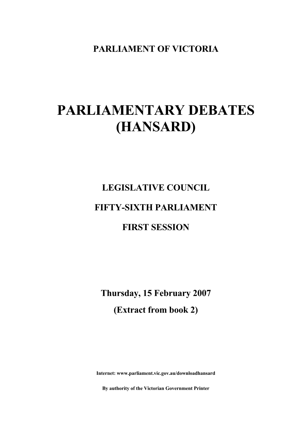 Parliamentary Debates (Hansard)