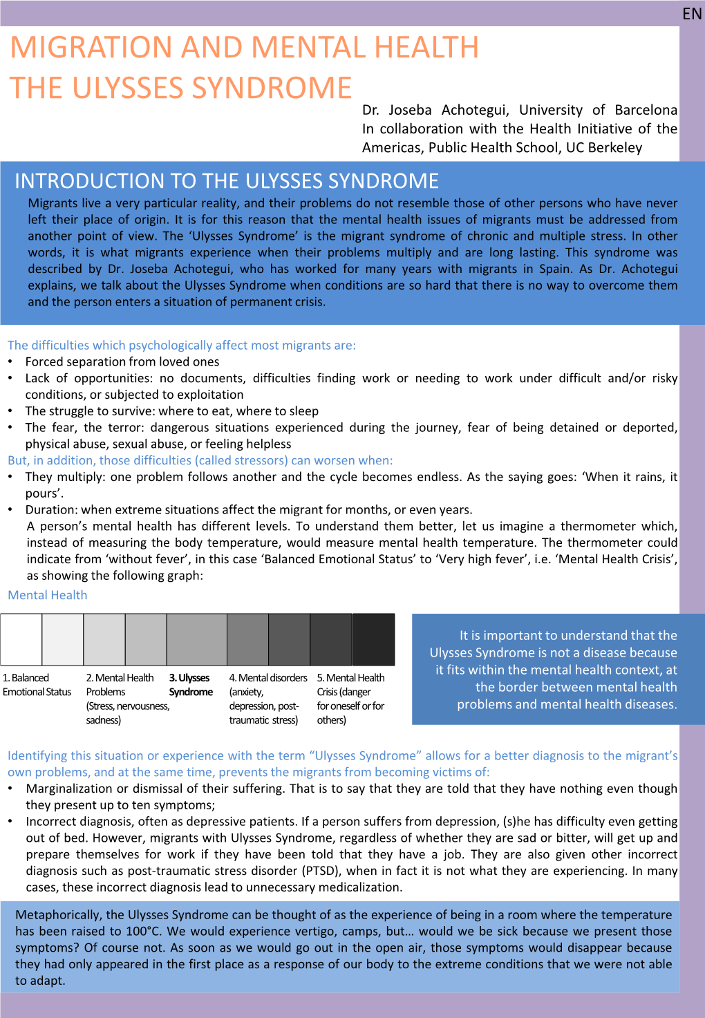 THE ULYSSES SYNDROME Dr