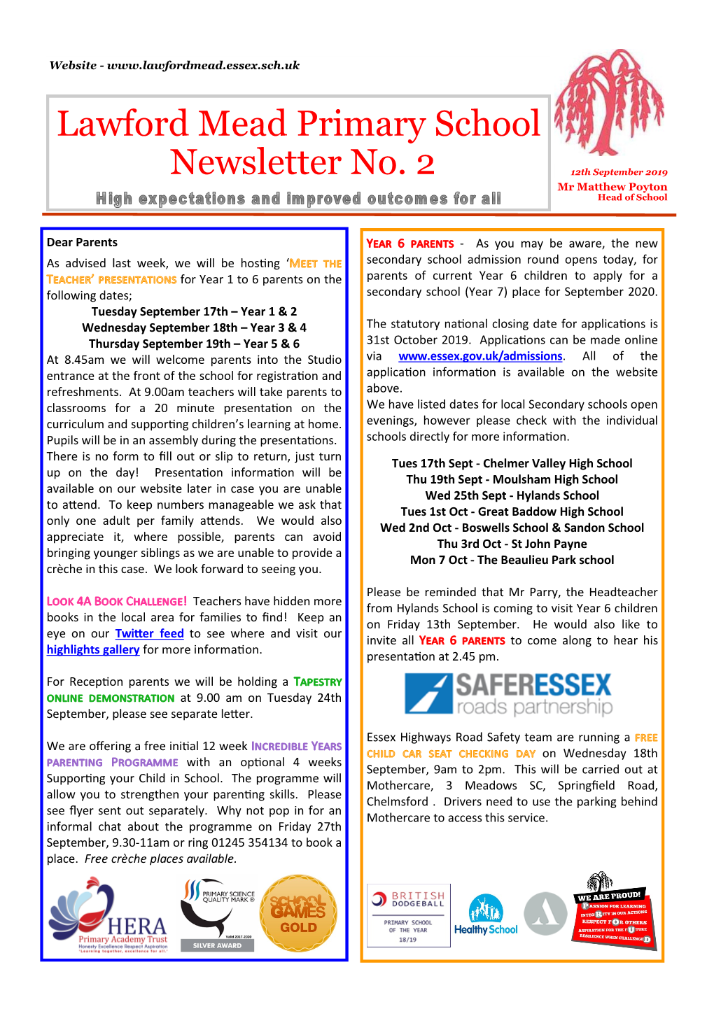 Lawford Mead Primary School Newsletter No. 2