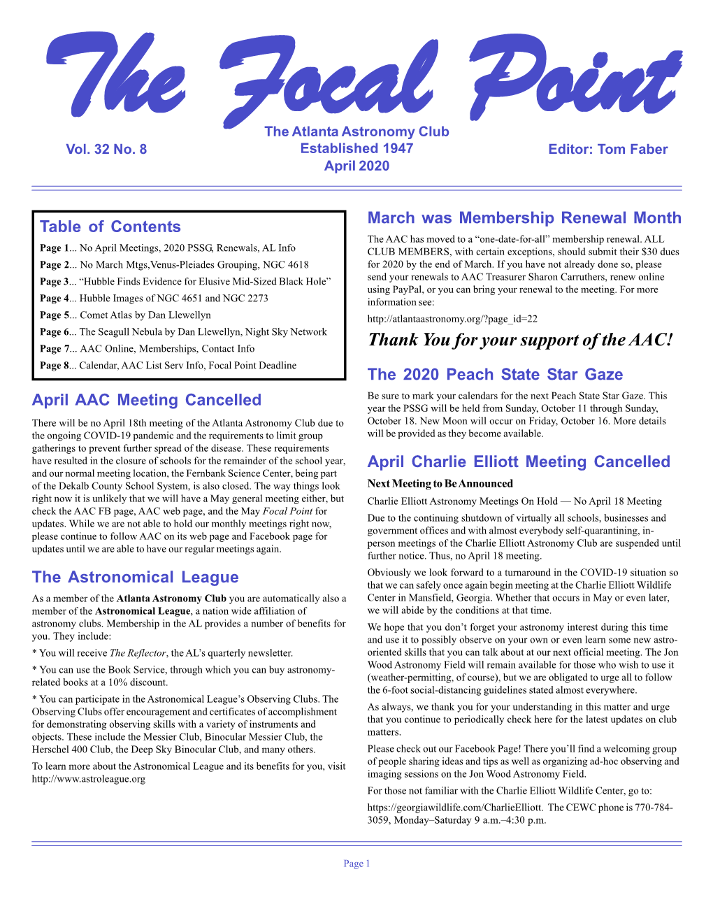 Thank You for Your Support of the AAC! Page 8