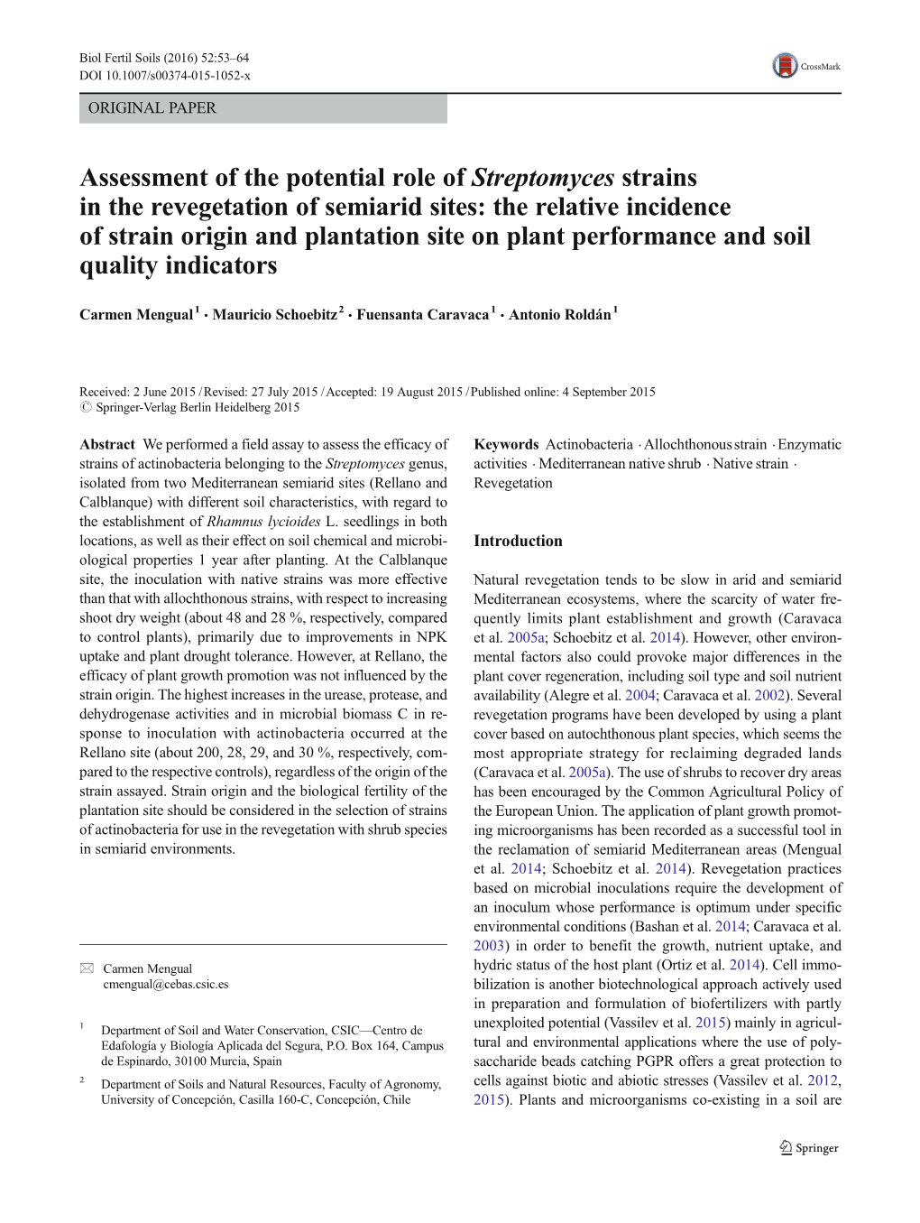 Assessment of the Potential Role of Streptomyces