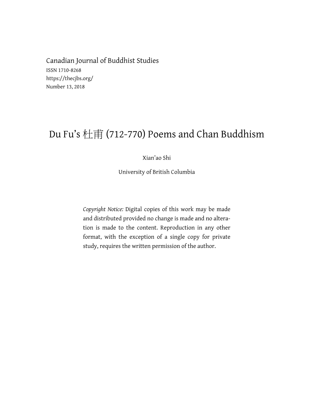 (712-770) Poems and Chan Buddhism