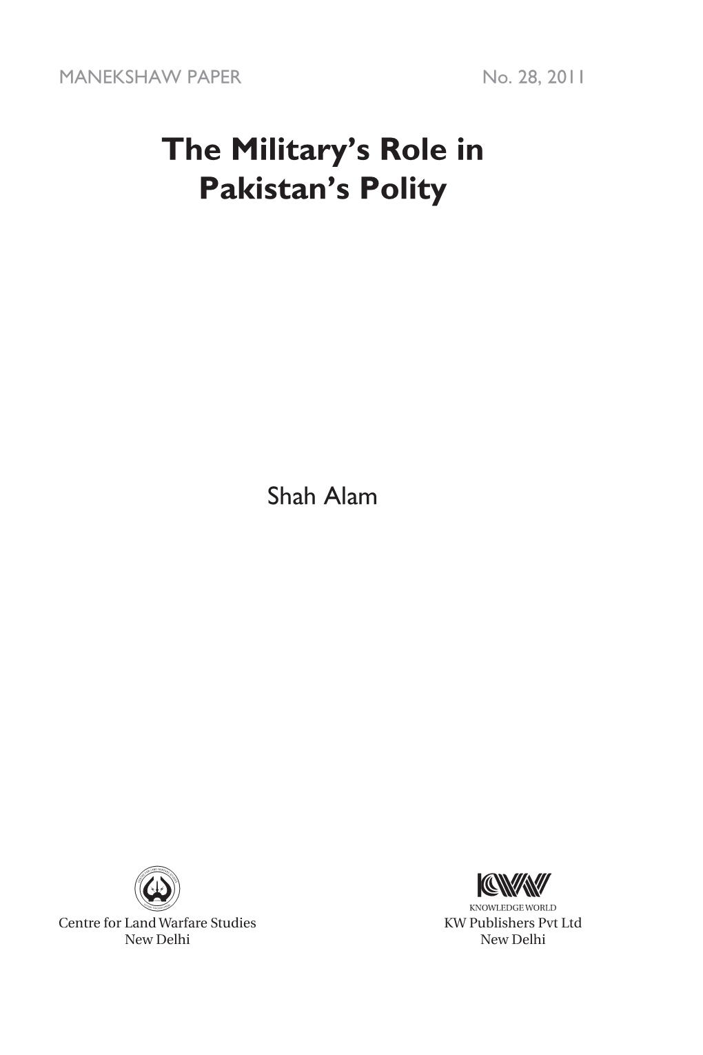 The Military's Role in Pakistan's Polity