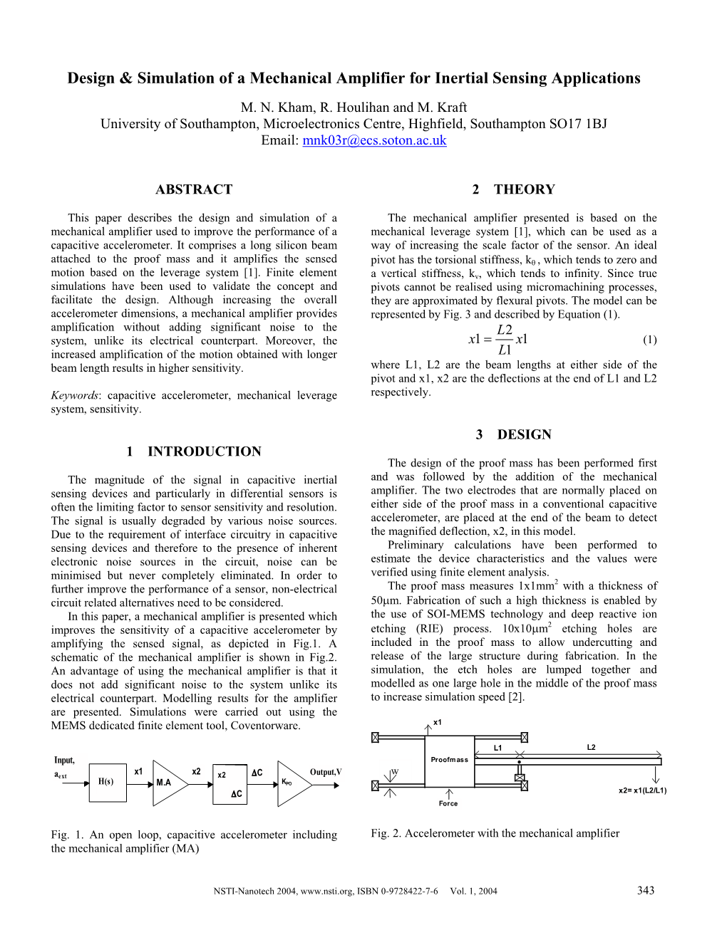 Design & Simulation of a Mechanical Amplifier for Inertial Sensing