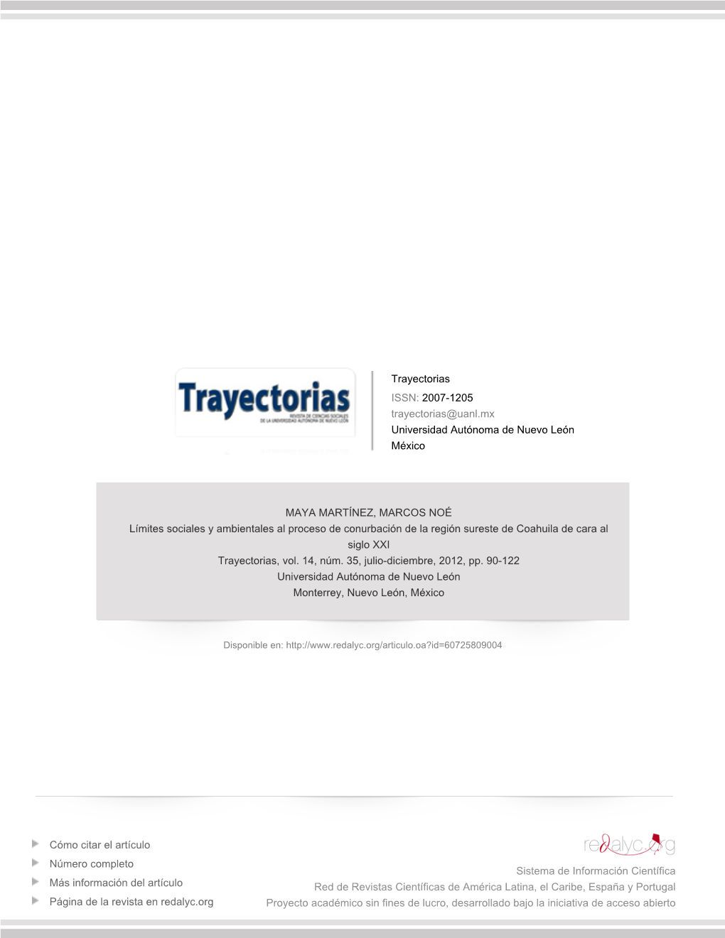 Redalyc.Límites Sociales Y Ambientales Al Proceso De