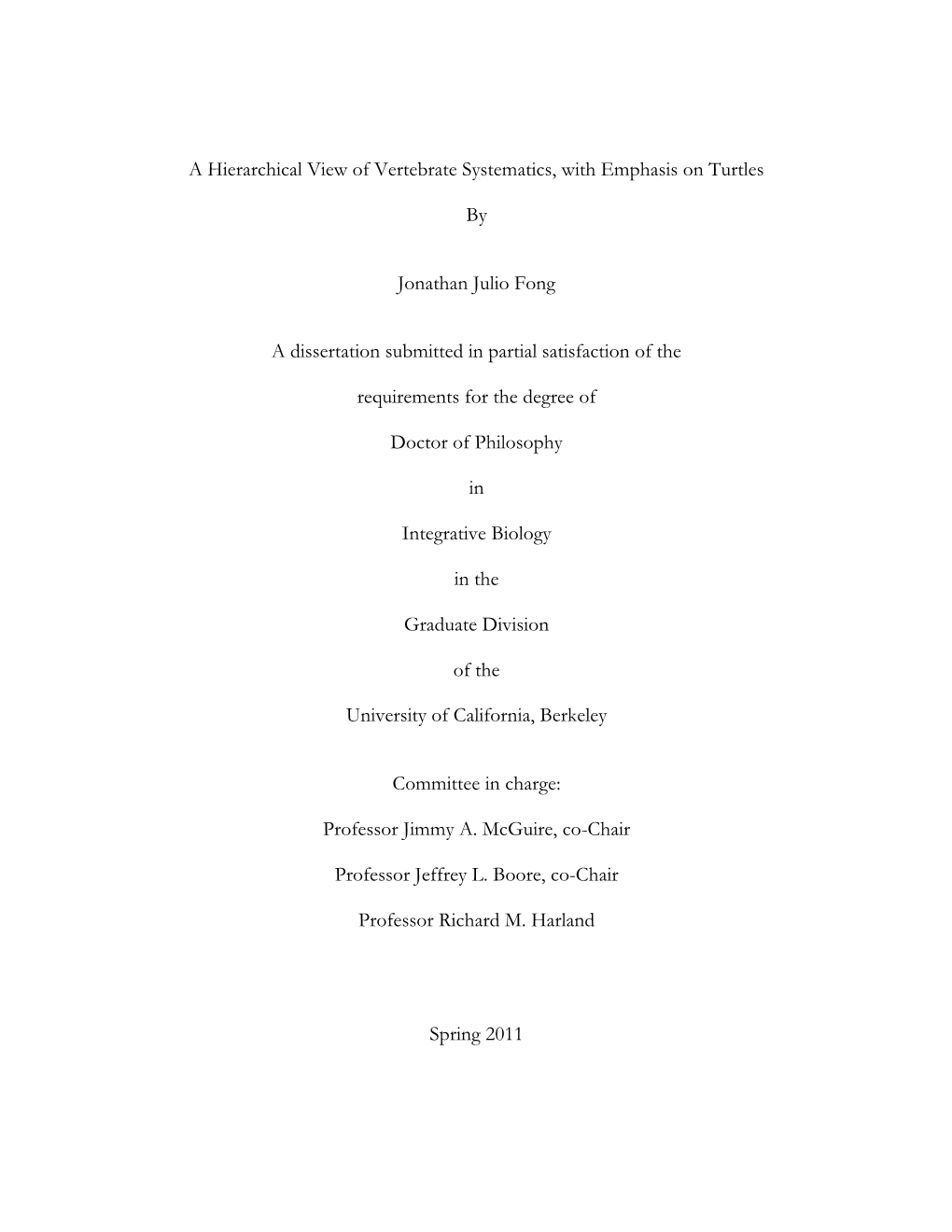 A Hierarchical View of Vertebrate Systematics, with Emphasis on Turtles