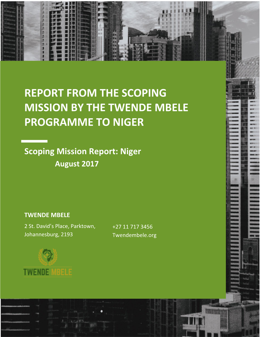 Report from the Scoping Mission by the Twende Mbele Programme to Niger