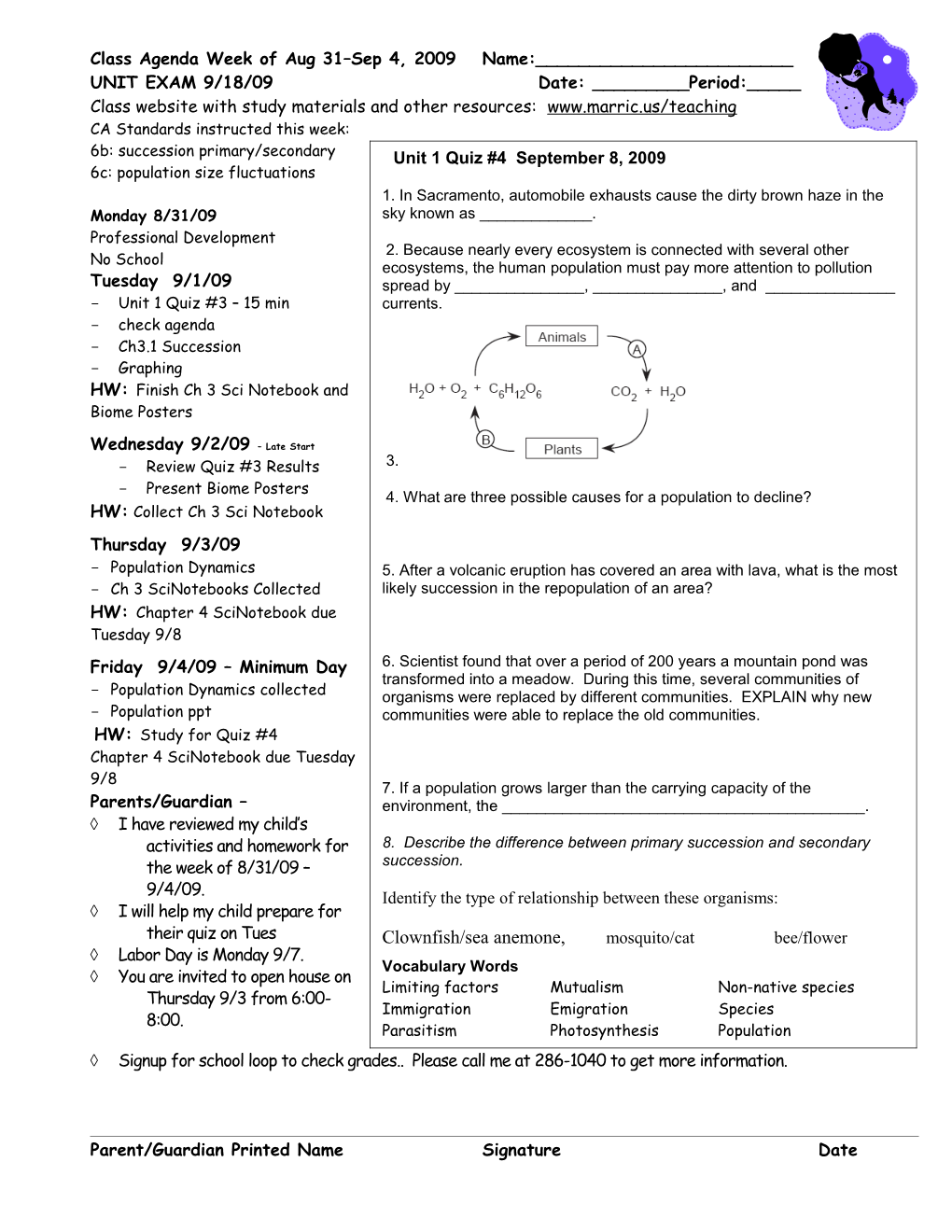 Class Agenda Week of 3-7 Sep 2007