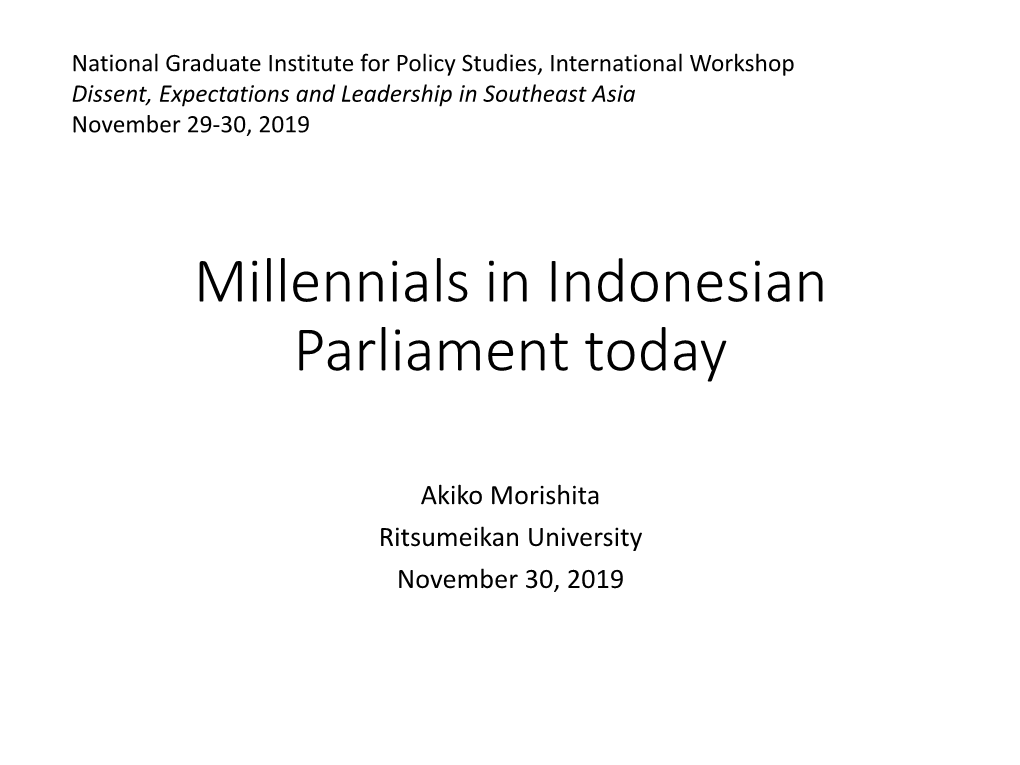 Millennials in Indonesian Parliament Today