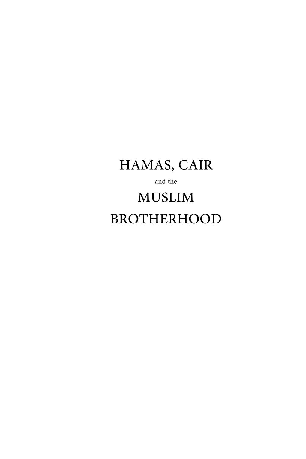 HAMAS, CAIR and the MUSLIM BROTHERHOOD