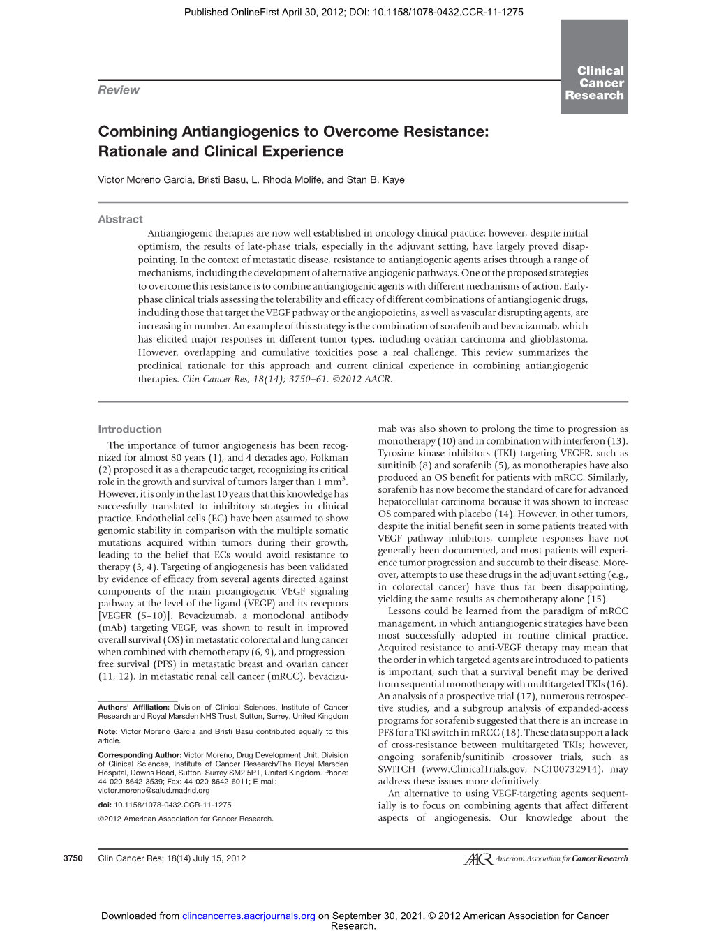 Combining Antiangiogenics to Overcome Resistance: Rationale and Clinical Experience