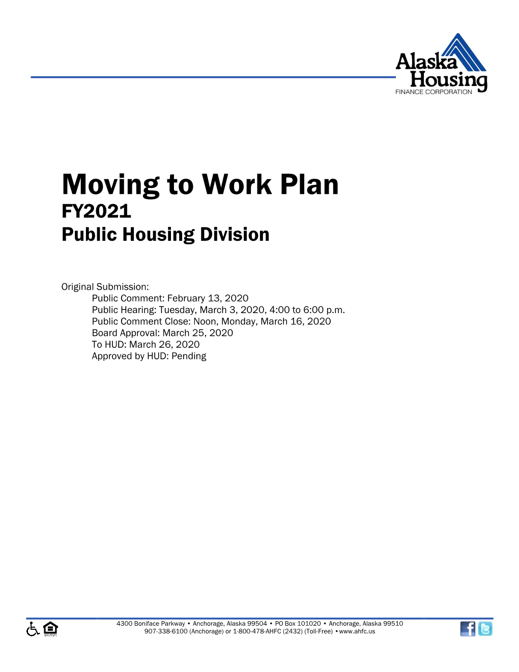 Moving to Work Plan FY2021 Public Housing Division