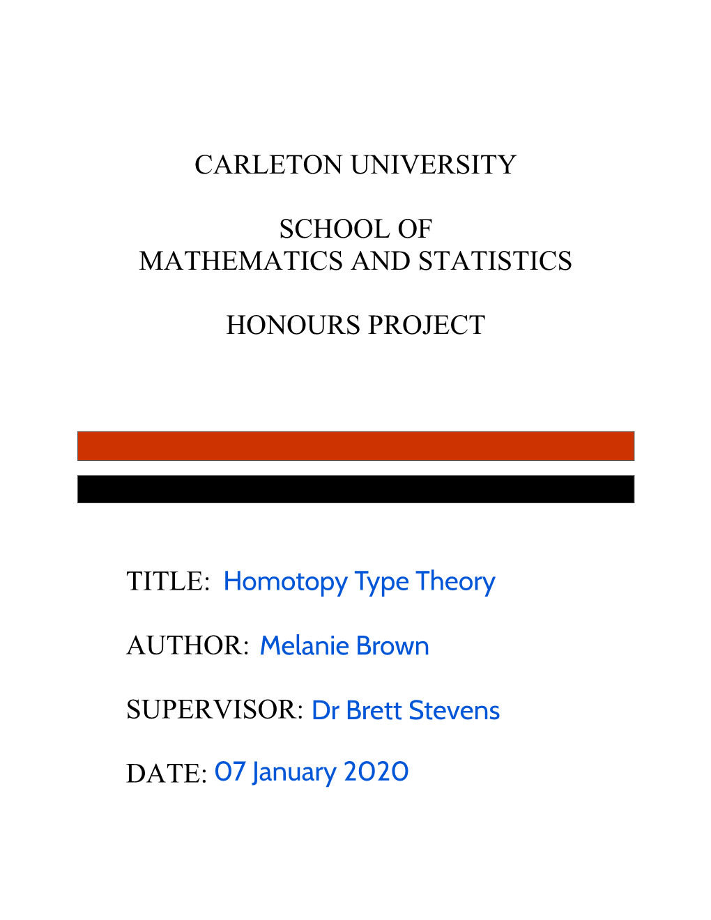 Carleton University School of Mathematics And