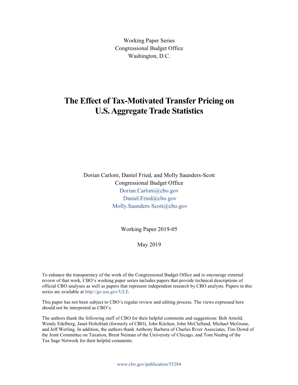 The Effect of Tax-Motivated Transfer Pricing on U.S. Aggregate Trade Statistics