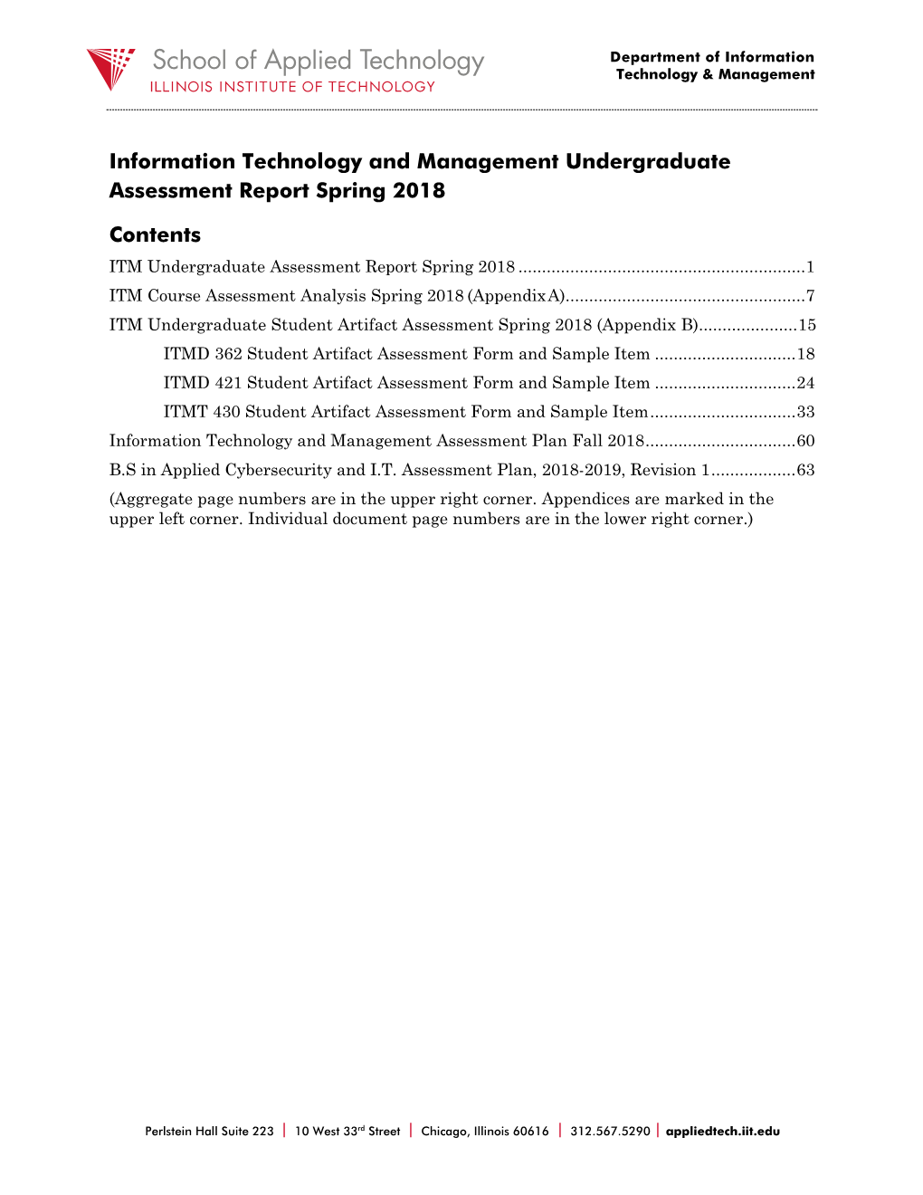 Information Technology and Management Undergraduate Assessment Report Spring 2018