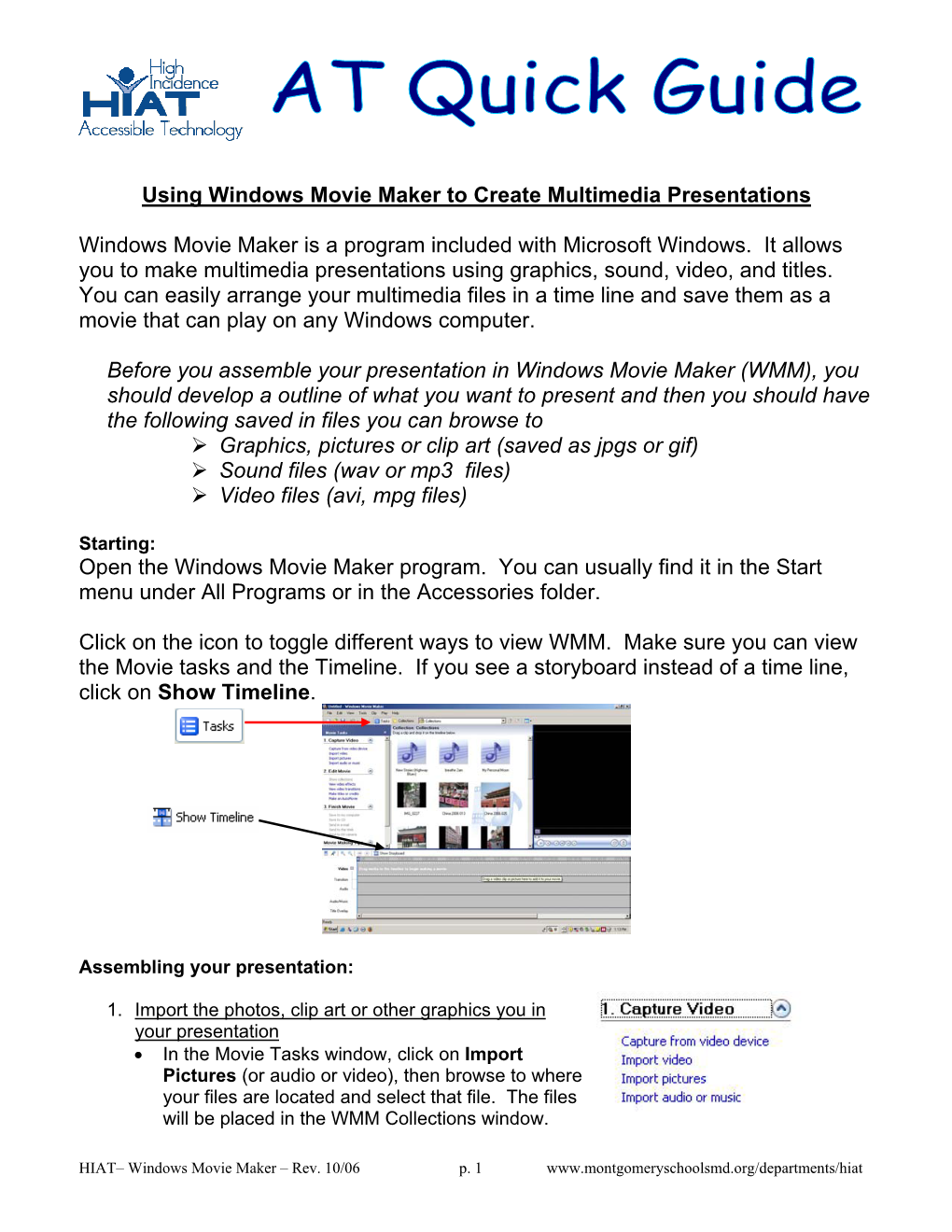 Using Windows Movie Maker to Create Multimedia Presentations