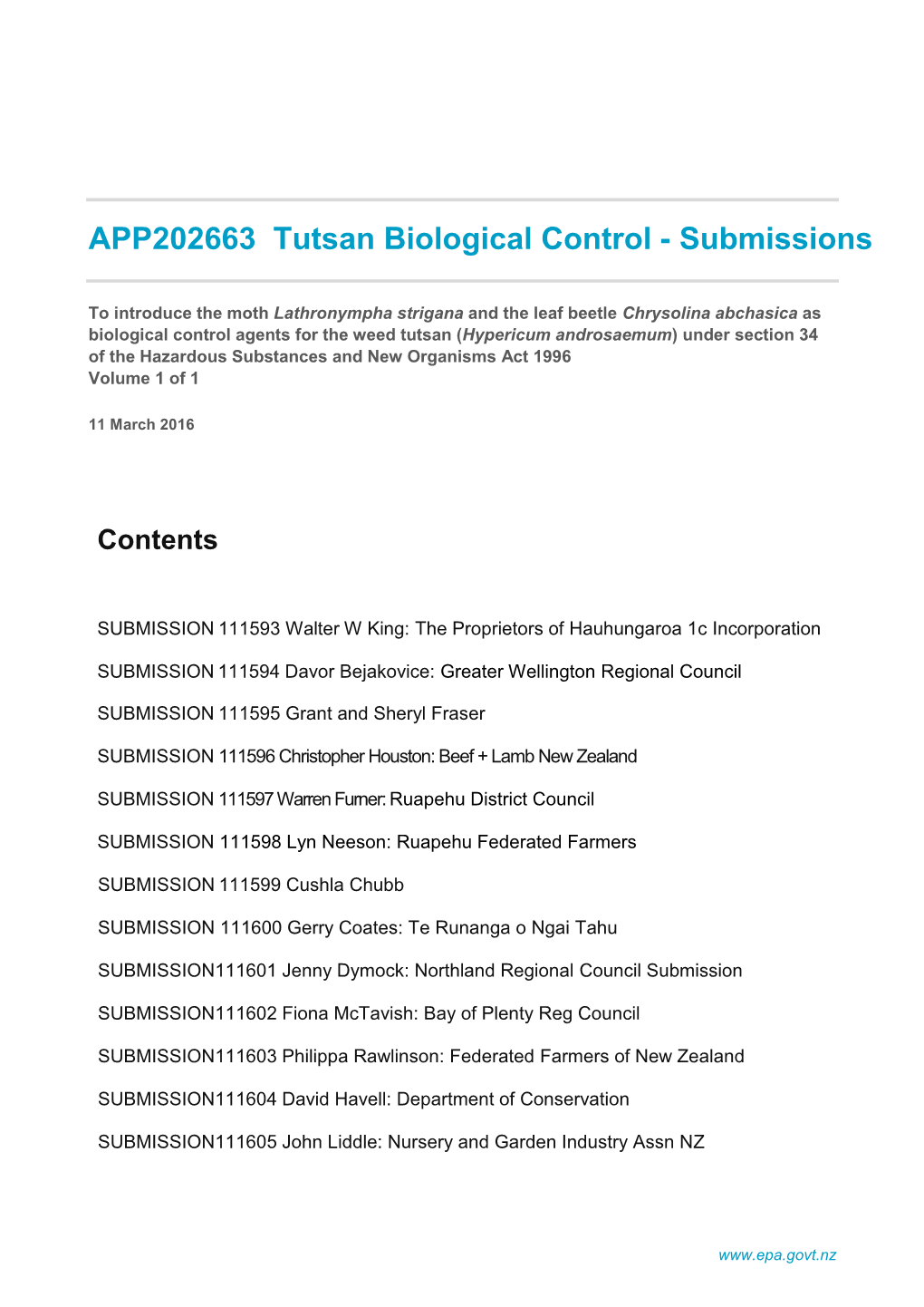 APP202663 Tutsan Biological Control - Submissions