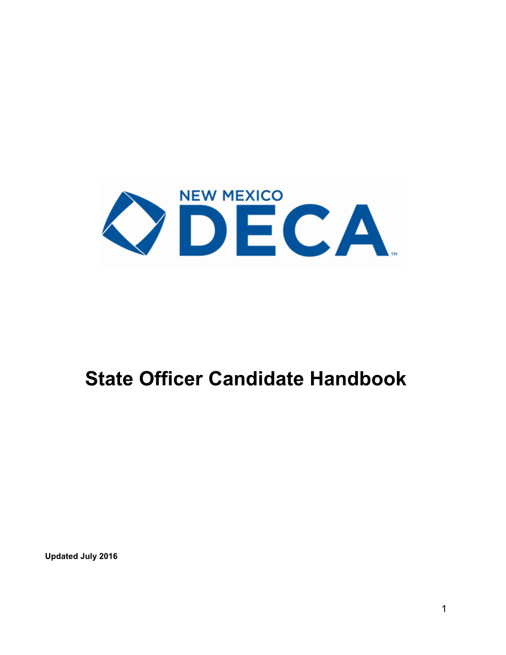 New Mexico DECA State Officer Candidate Application/Worksheet