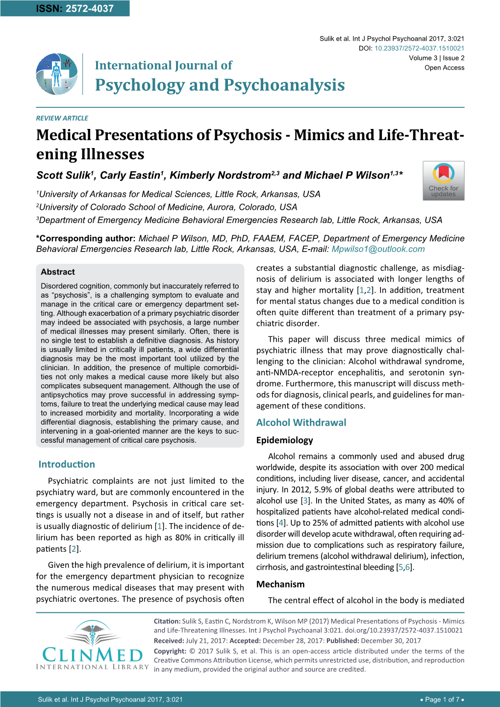 Medical Presentations of Psychosis