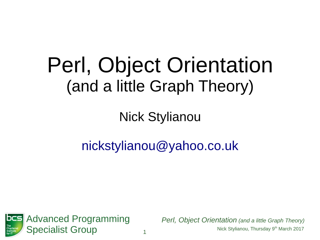 Perl, Object Orientation (And a Little Graph Theory)
