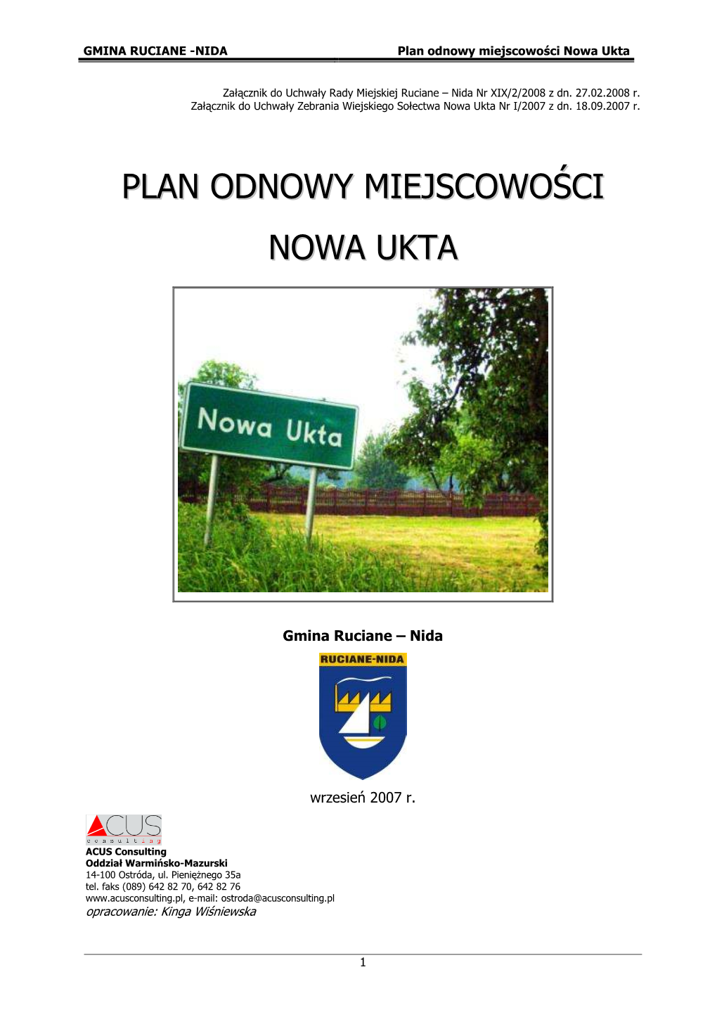 Plan Odnowy Miejscowości Nowa Ukta