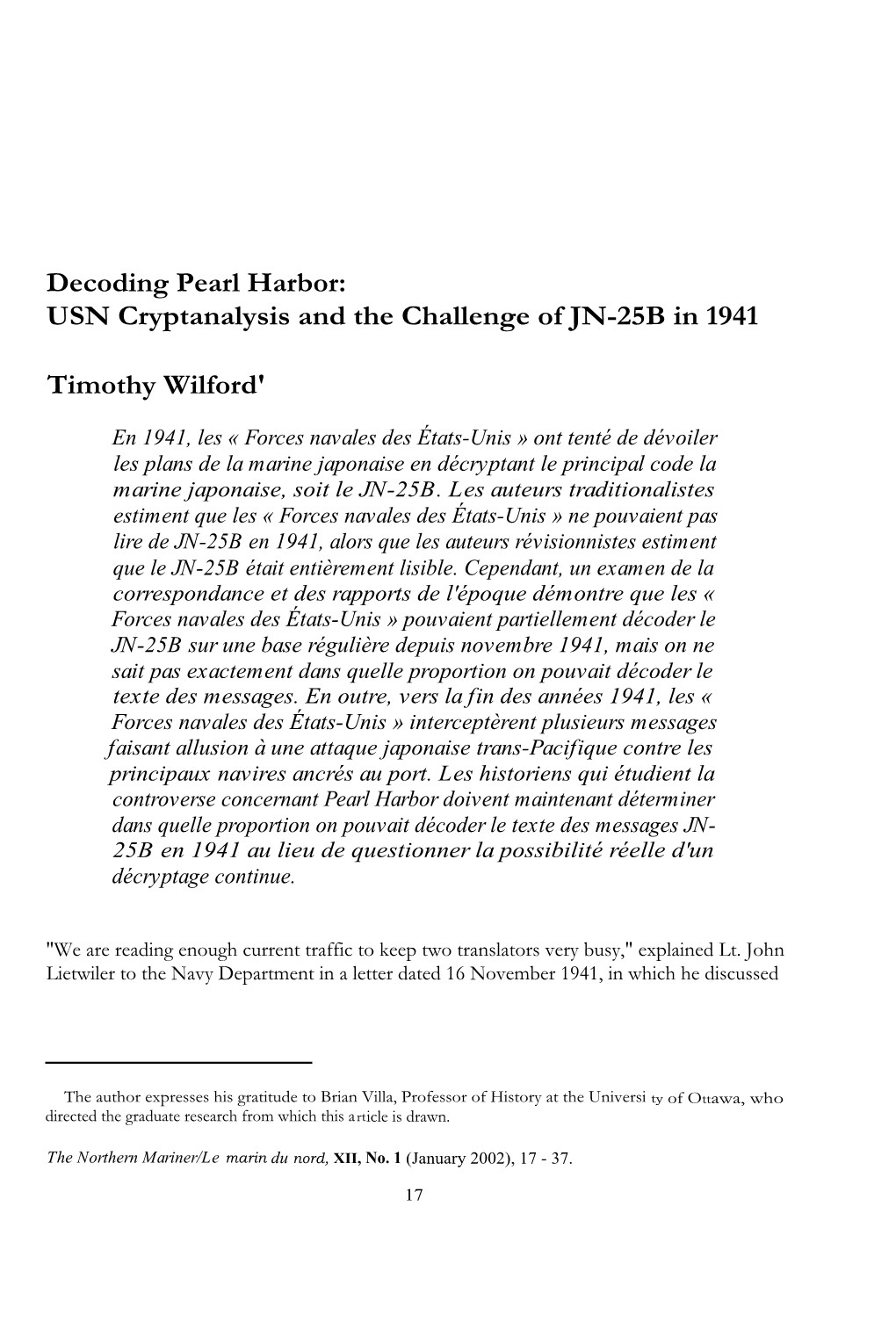 Decoding Pearl Harbor: USN Cryptanalysis and the Challenge of JN-25B in 1941