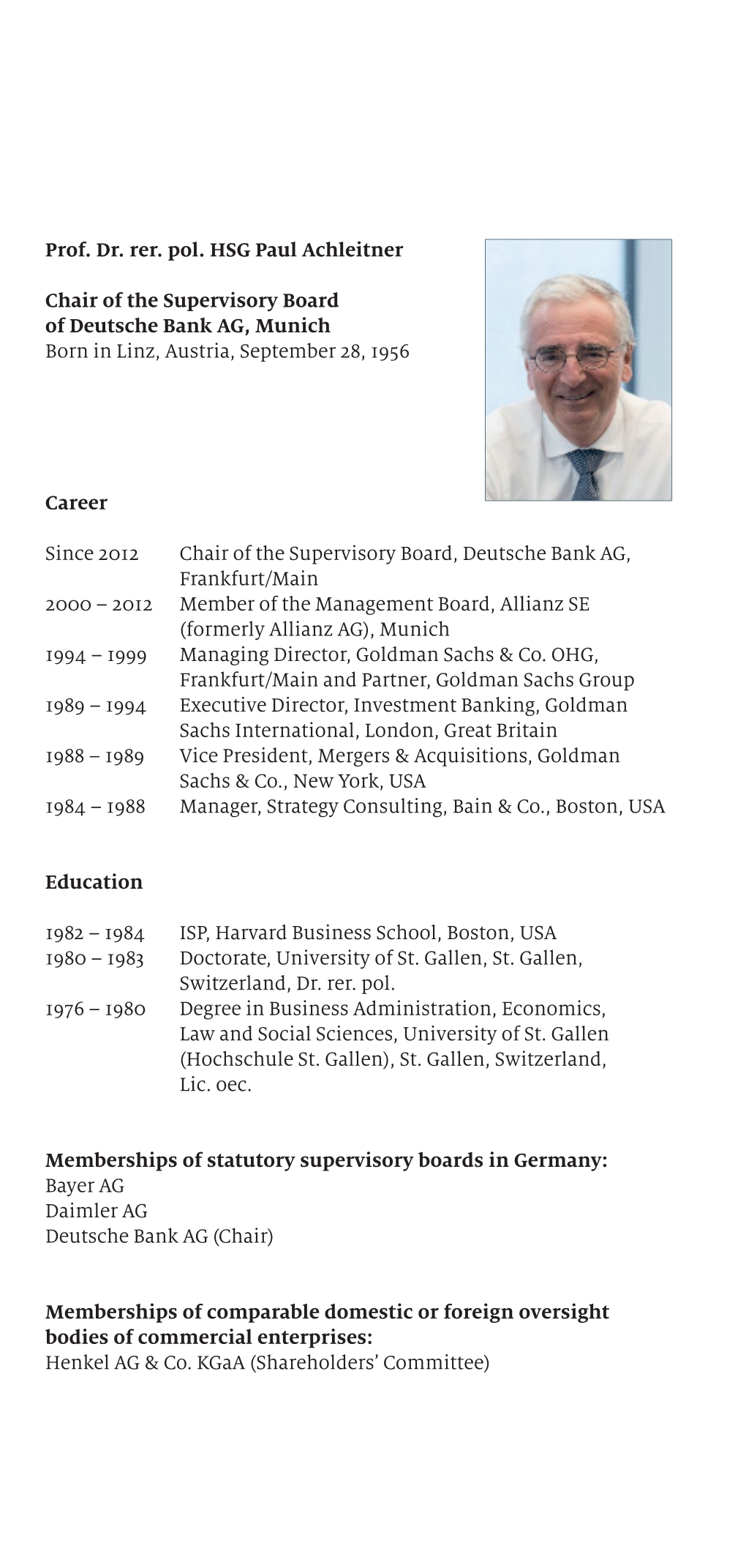 Candidates for New Elections to the Shareholders' Committee