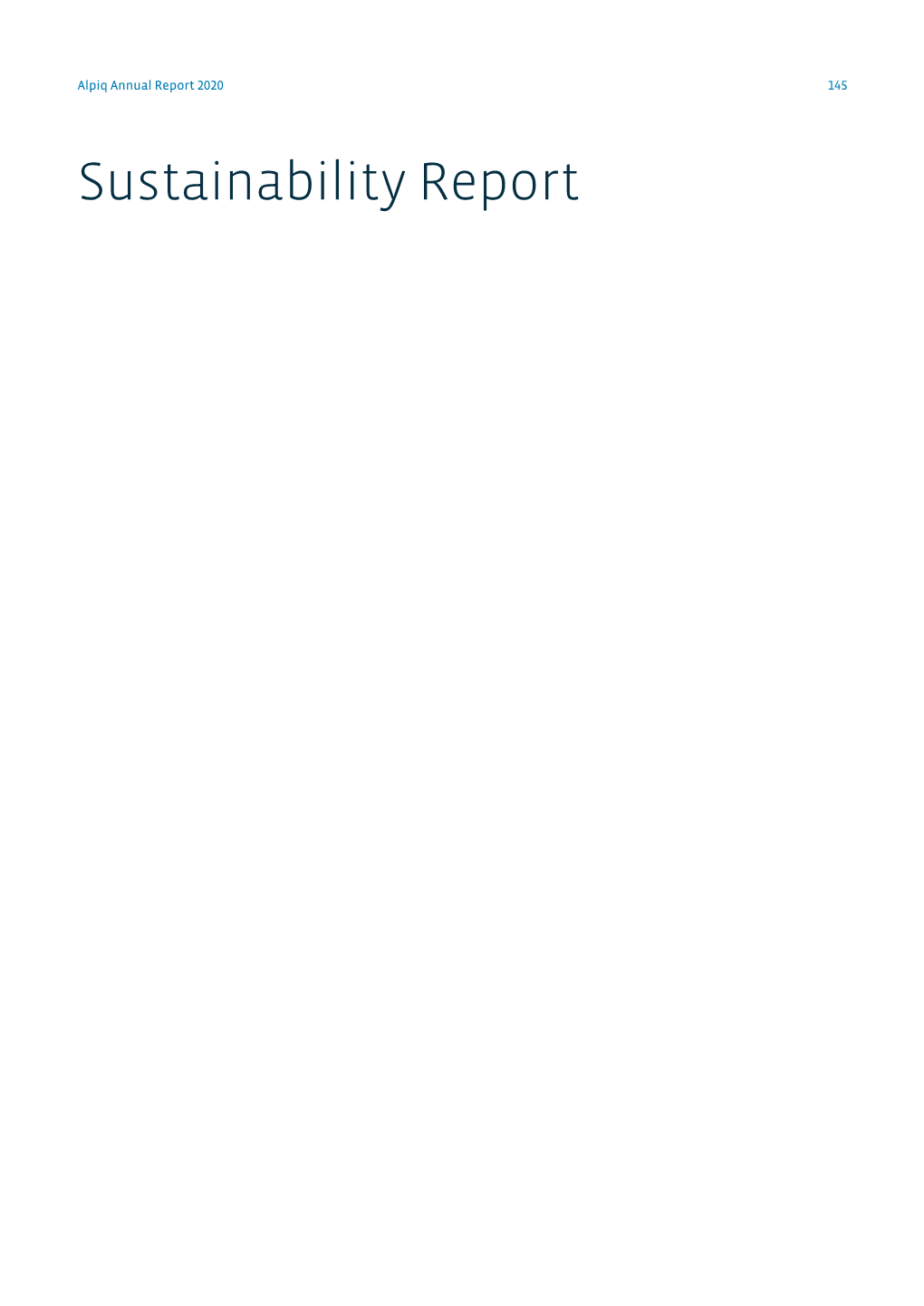 Sustainability Report Alpiq Annual Report 2020 Table of Contents 146