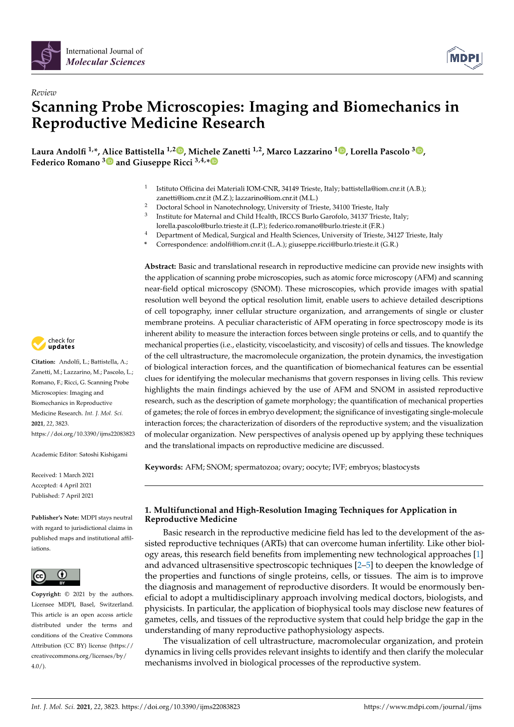 Imaging and Biomechanics in Reproductive Medicine Research