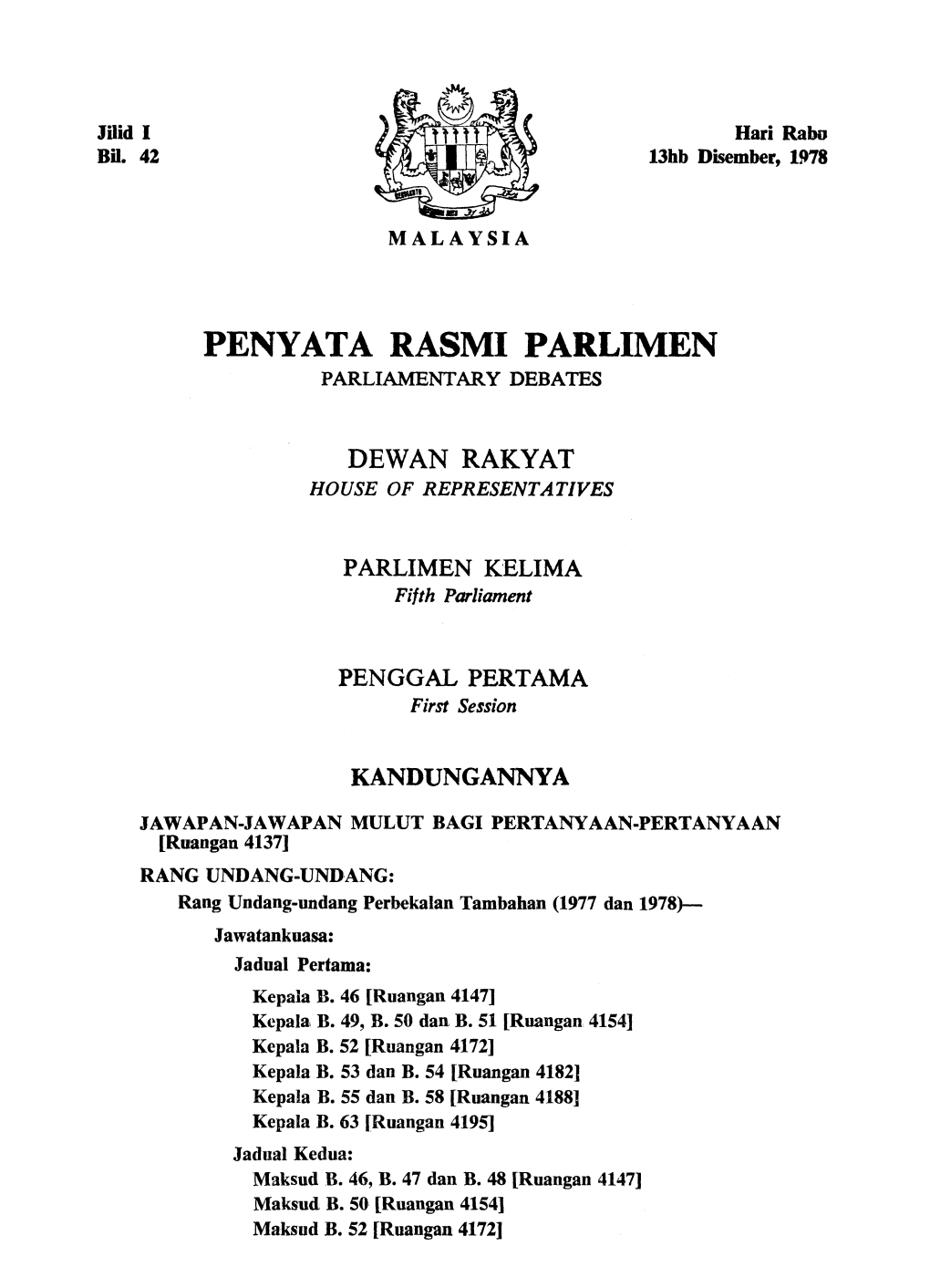 Penyata Rasmi Parlimen Parliamentary Debates