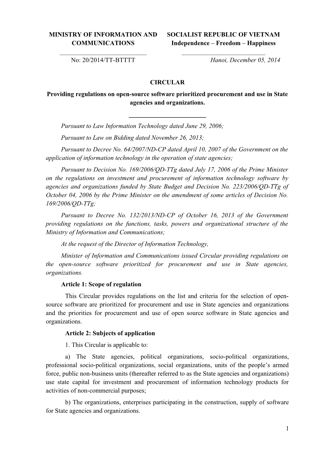 Providing Regulations on Open-Source Software Prioritized Procurement and Use in State