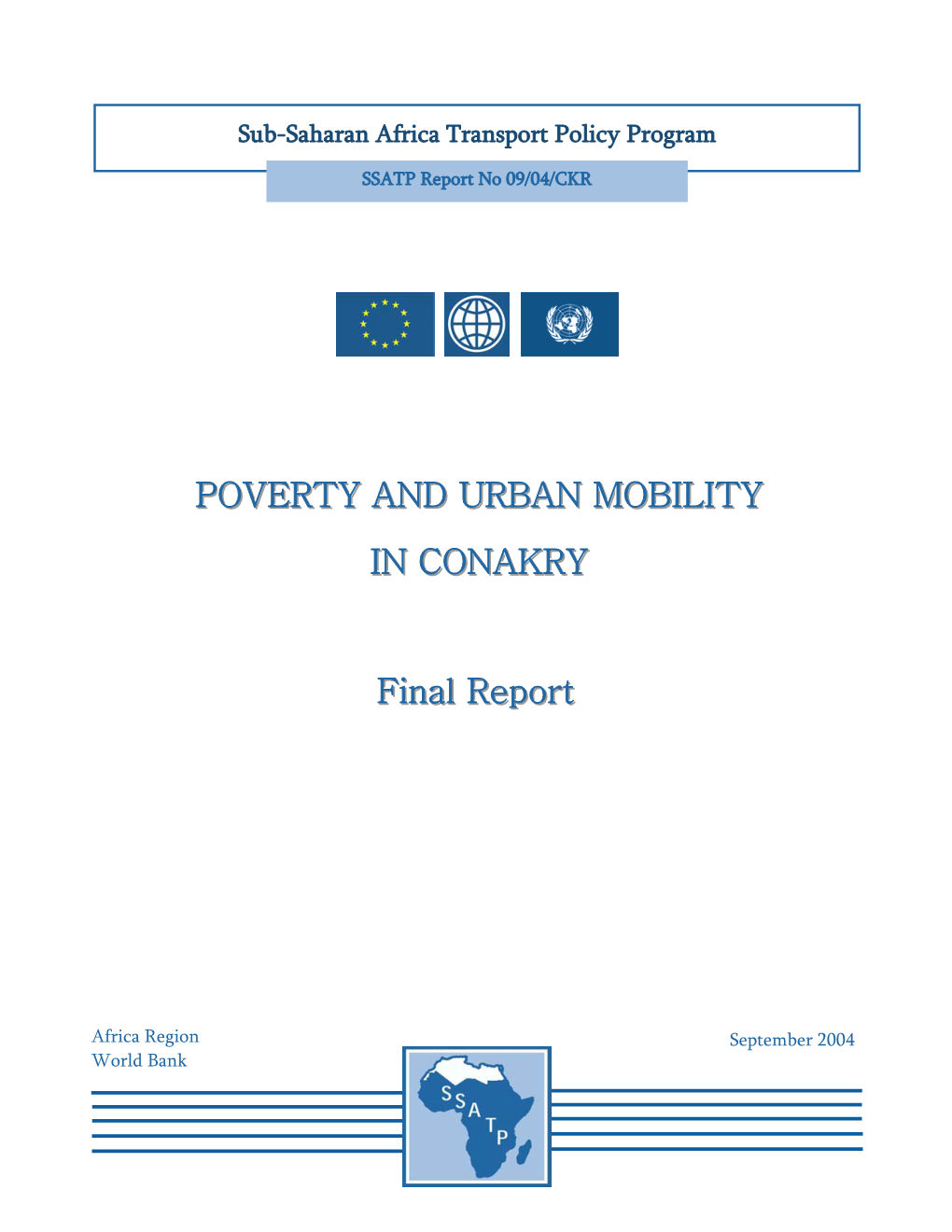 POVERTY and URBAN MOBILITY in CONAKRY Final Report