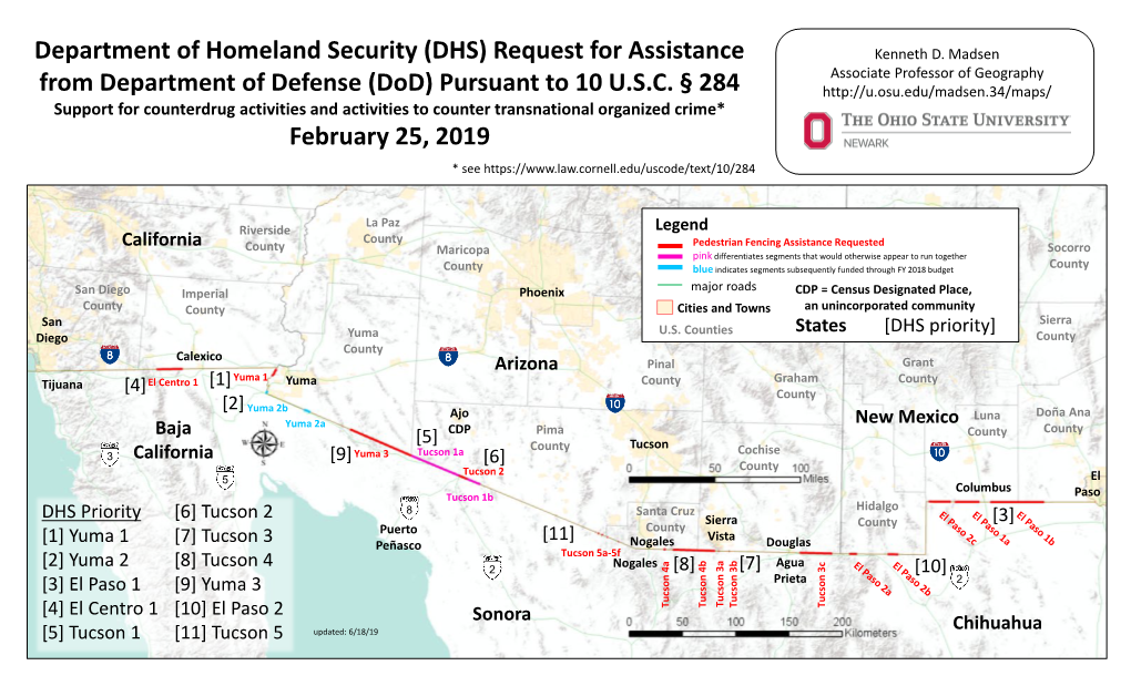 DHS Request for Assistance from Dod Pursuant to 10 U.S.C. §