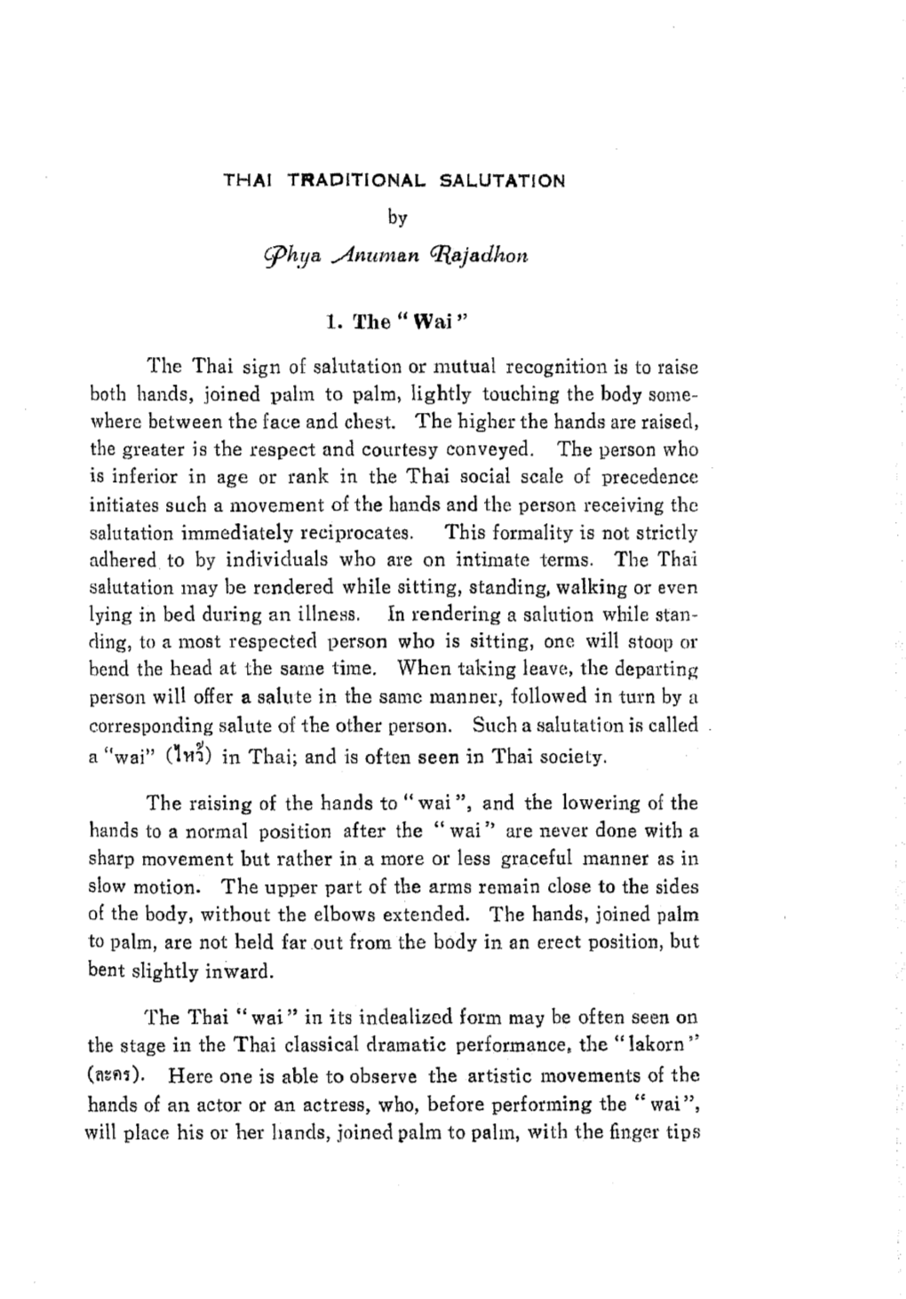 THAI TRADITIONAL SALUTATION by Q>H,R;A .Anuman CR..Ajadhon