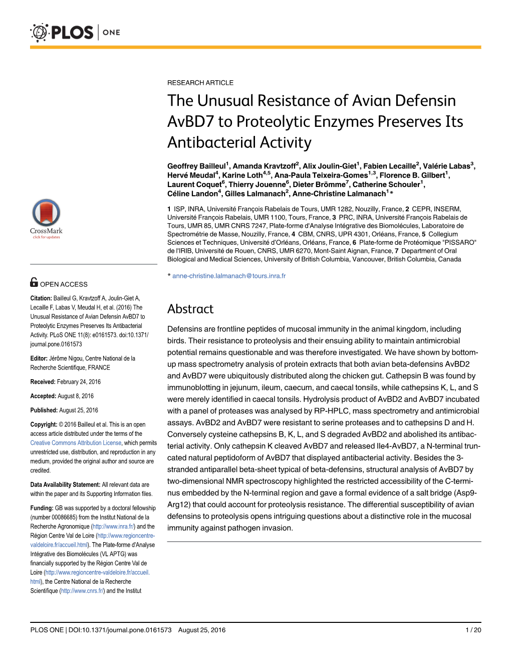 The Unusual Resistance of Avian Defensin Avbd7 to Proteolytic Enzymes Preserves Its Antibacterial Activity