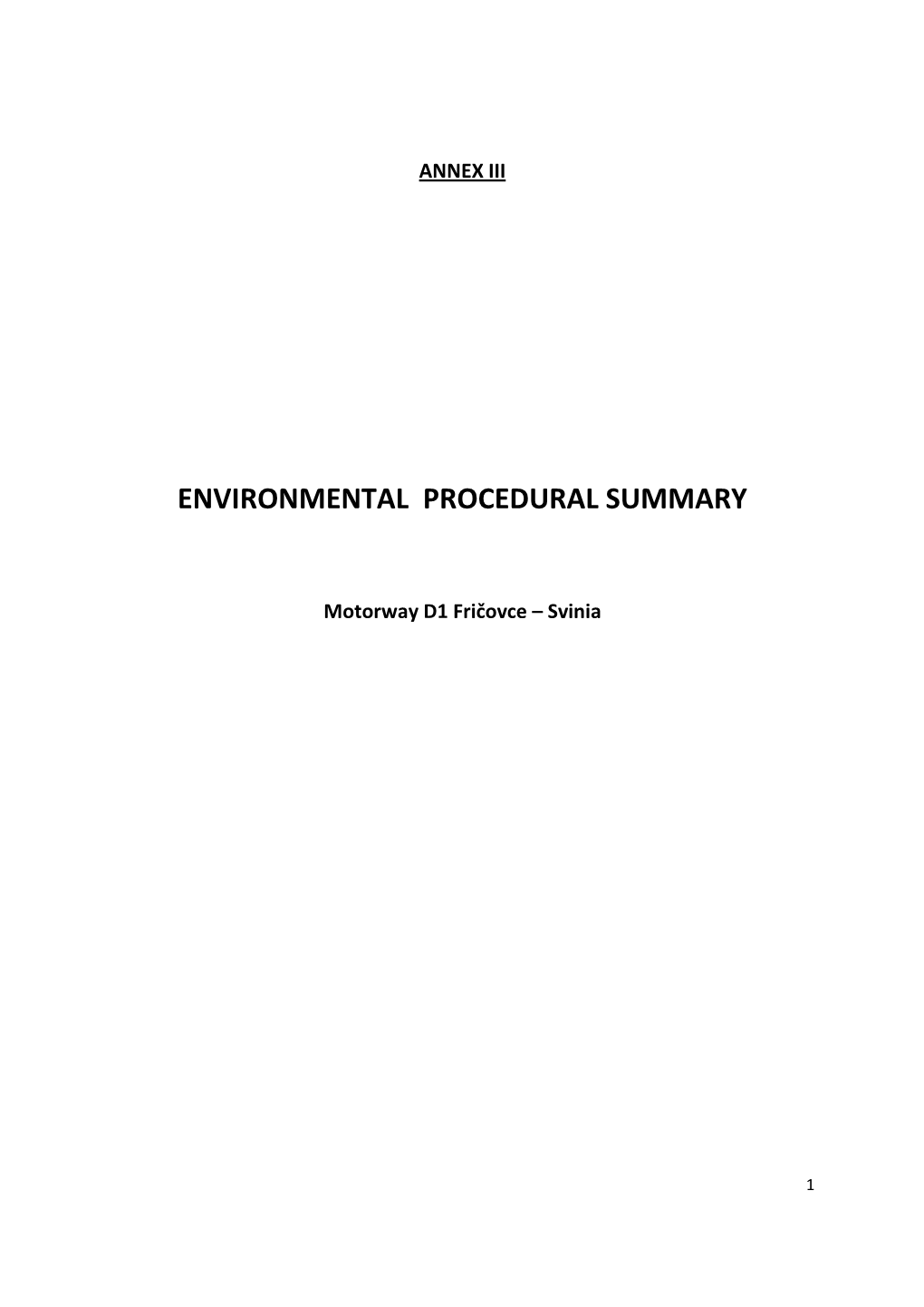 Environmental Procedural Summary