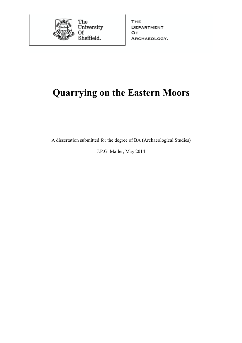 Quarrying on the Eastern Moors