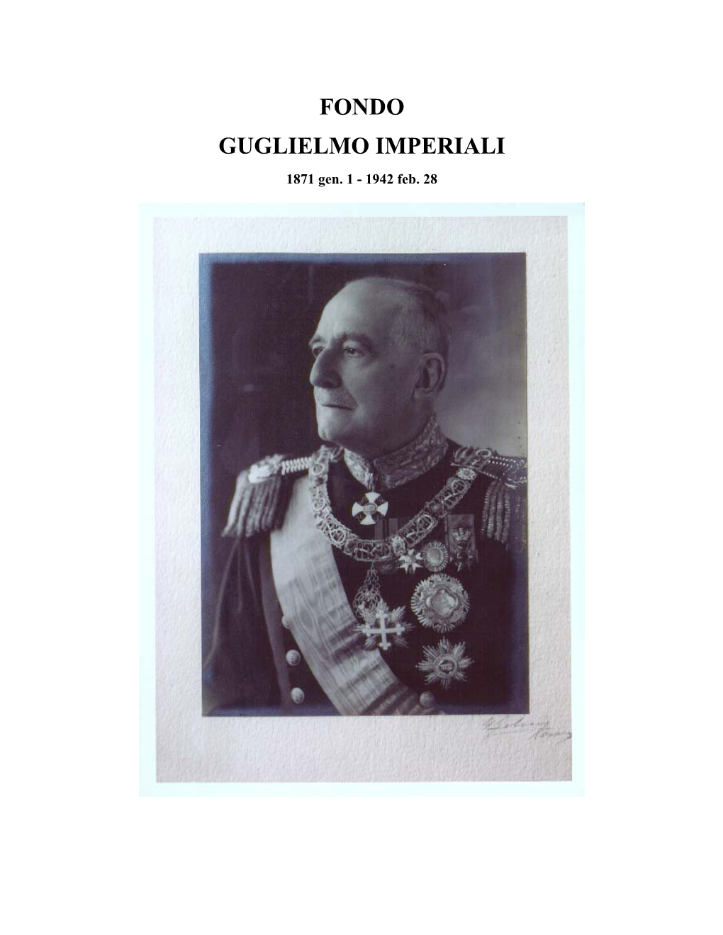 FONDO GUGLIELMO IMPERIALI 1871 Gen