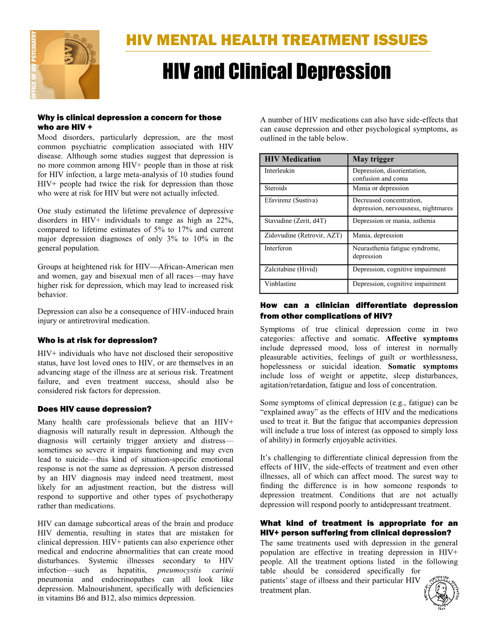 HIV and Clinical Depression