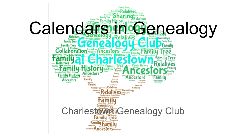 Calendars in Genealogy