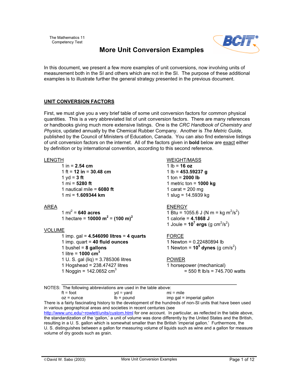 More Unit Conversion Examples